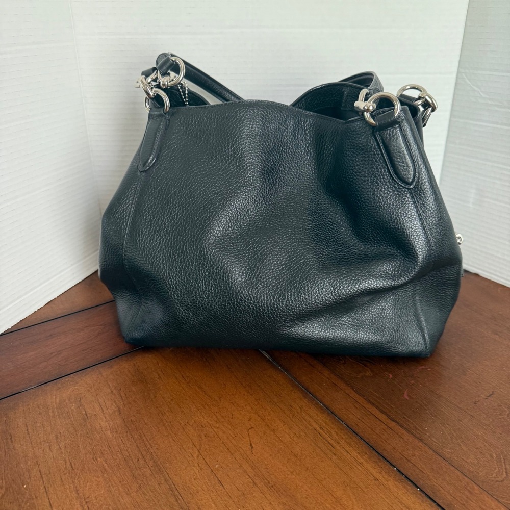 Coach Edie Black Leather Shoulder Bag Purse F80268 - Picture 3 of 11